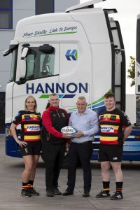 Women’s 1st XV Captain Claire Glover, Head Coach Damien Campbell, Aodh Hannon, Managing Director at Hannon Transport, Men’s 1st XV Captain Angus Cunningham