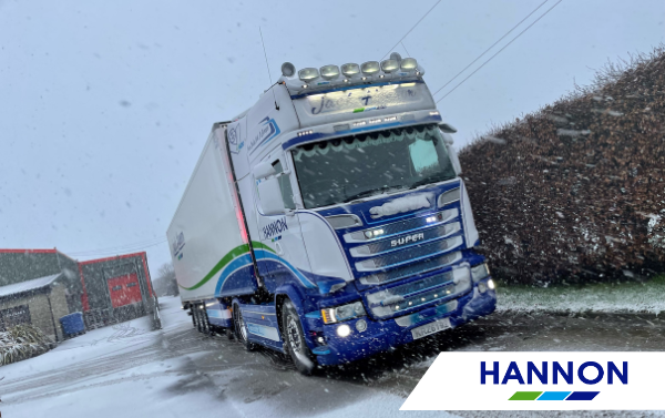 Lorry delivering fresh fruit and vegetables in winter