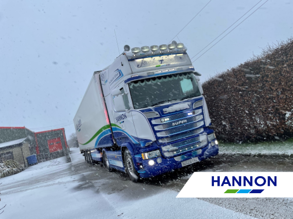 Lorry delivering fresh fruit and vegetables in winter