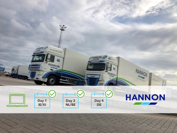 LinkedIn Ad - Why Freight Forwarders Trust HANNON Transport for Northern European Movements Two trucks