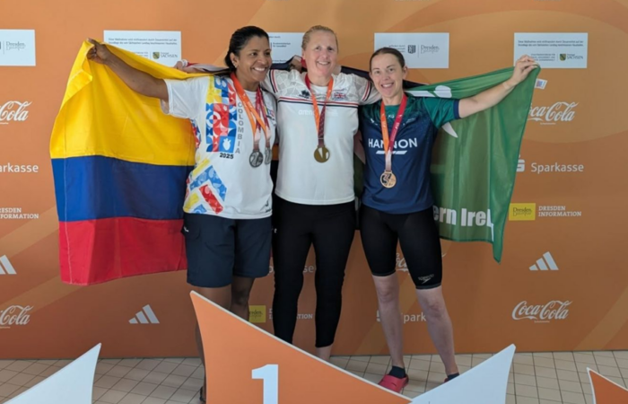 Three women on podium
