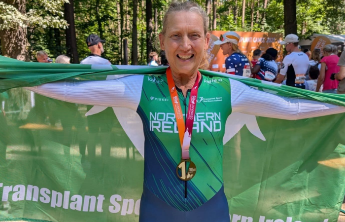 Woman with gold medal