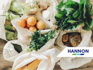 Fresh produce in bags on a table