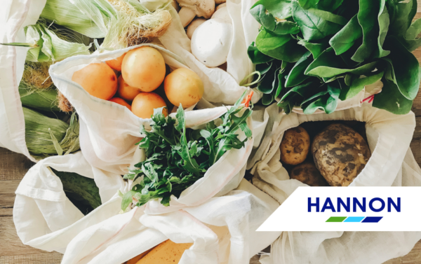 Fresh produce in bags on a table