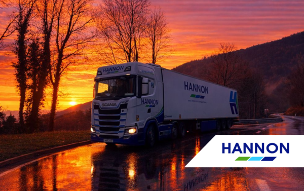 Lorry parked with sunset in the background