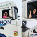 Image collage of three women driving lorries