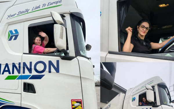 Image collage of three women driving lorries